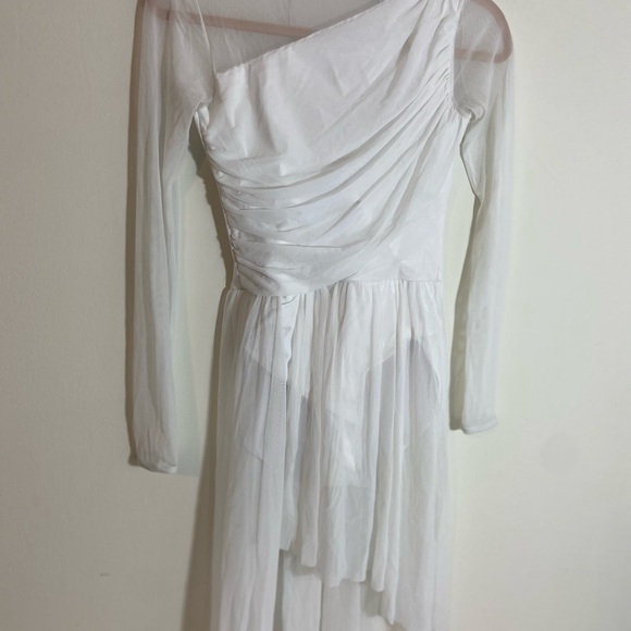 Weissman Asymmetrical Mock Neck Dress Dance Costume Bruises 12994 White Size M - Picture 5 of 11